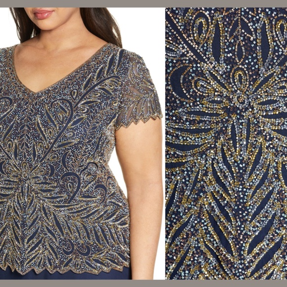 NEW Pisarro Nights Embellished Beaded Mock Gown 12 - Picture 3 of 12